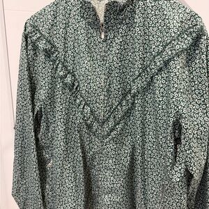 Tory Sport ruffled windbreaker - green and white flowers print